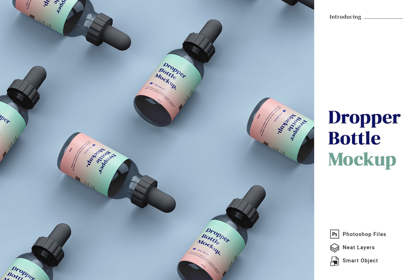 护肤品精华液滴管瓶包装样机 Dropper Bottle Packaging Mockup 样机素材 sucaiwan.com