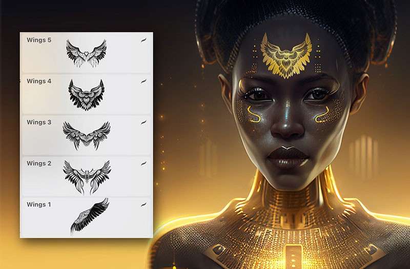 10个翅膀纹身图案Procreate笔刷 笔刷资源 sucaiwan.com
