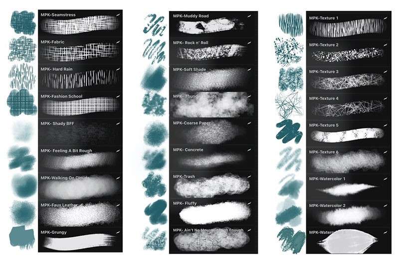 98个独特的阴影纹理Procreate笔刷 笔刷资源 sucaiwan.com