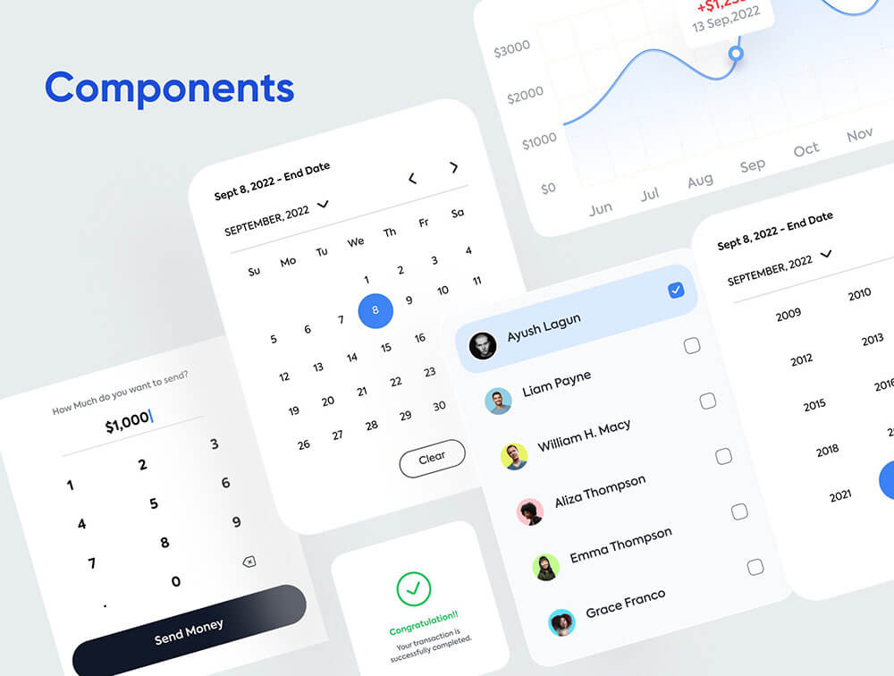 金融科技财务应用程序iOS UI套件 APP UI sucaiwan.com