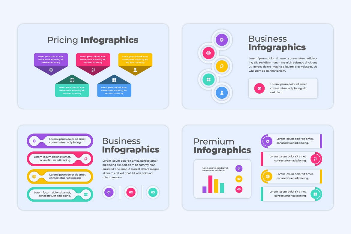 描述介绍信息数据图表设计素材 Rundown Business Infographics 幻灯图表 sucaiwan.com
