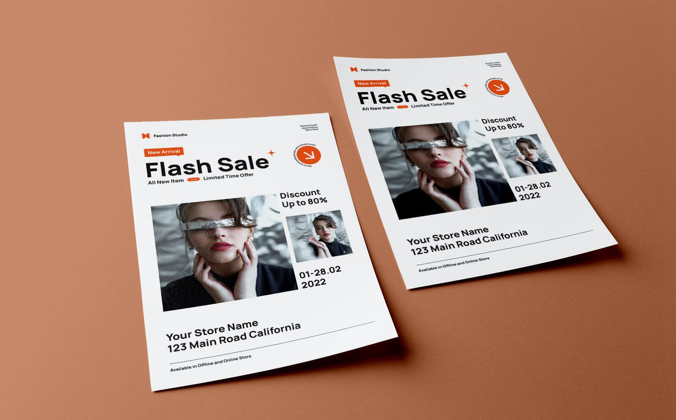 现代瑞士风格闪电销售传单模板 Flash Sale Flyer Template – Modern Swiss Style 设计素材 sucaiwan.com