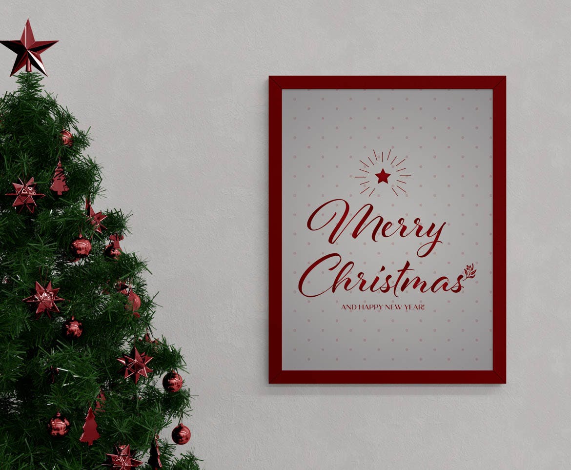 圣诞树画框相框样机模板 Christmas Frame Mockup 样机素材 sucaiwan.com
