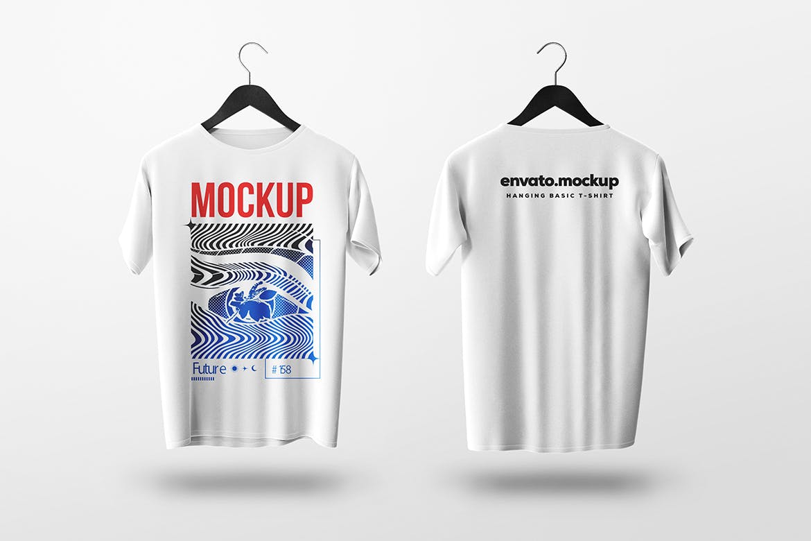 晾挂宽松T恤设计样机 Hanging Basic T-Shirt Mockup 样机素材 sucaiwan.com