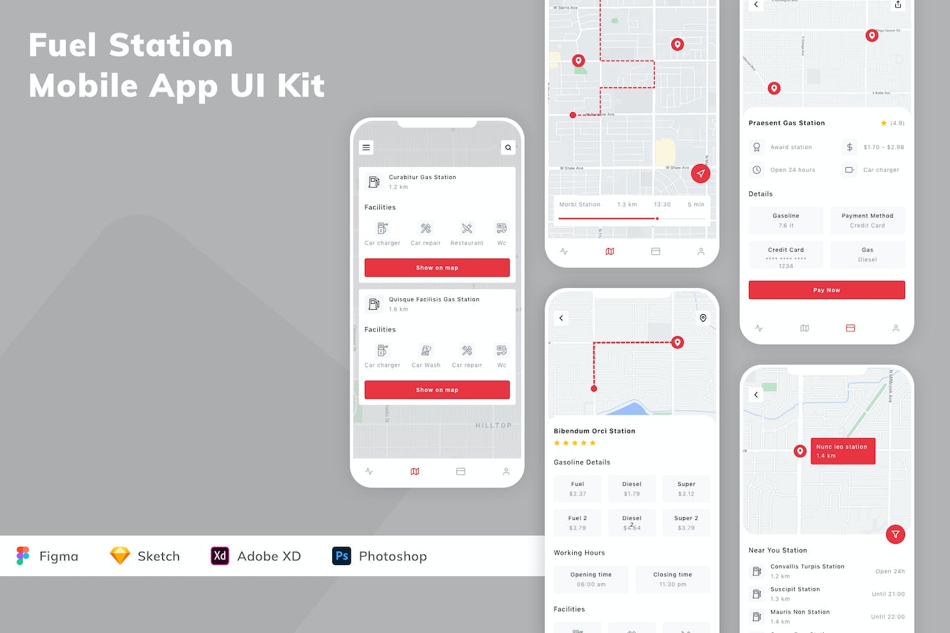 燃料站应用程序App设计UI工具包 Fuel Station Mobile App UI Kit APP UI sucaiwan.com