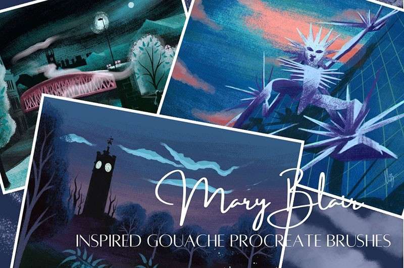 16个Procreate水粉画笔刷 笔刷资源 sucaiwan.com