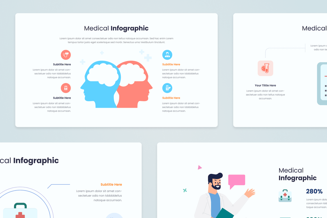 医疗信息图形插画图表素材 Medical Infographics Assets Illustrators 幻灯图表 sucaiwan.com