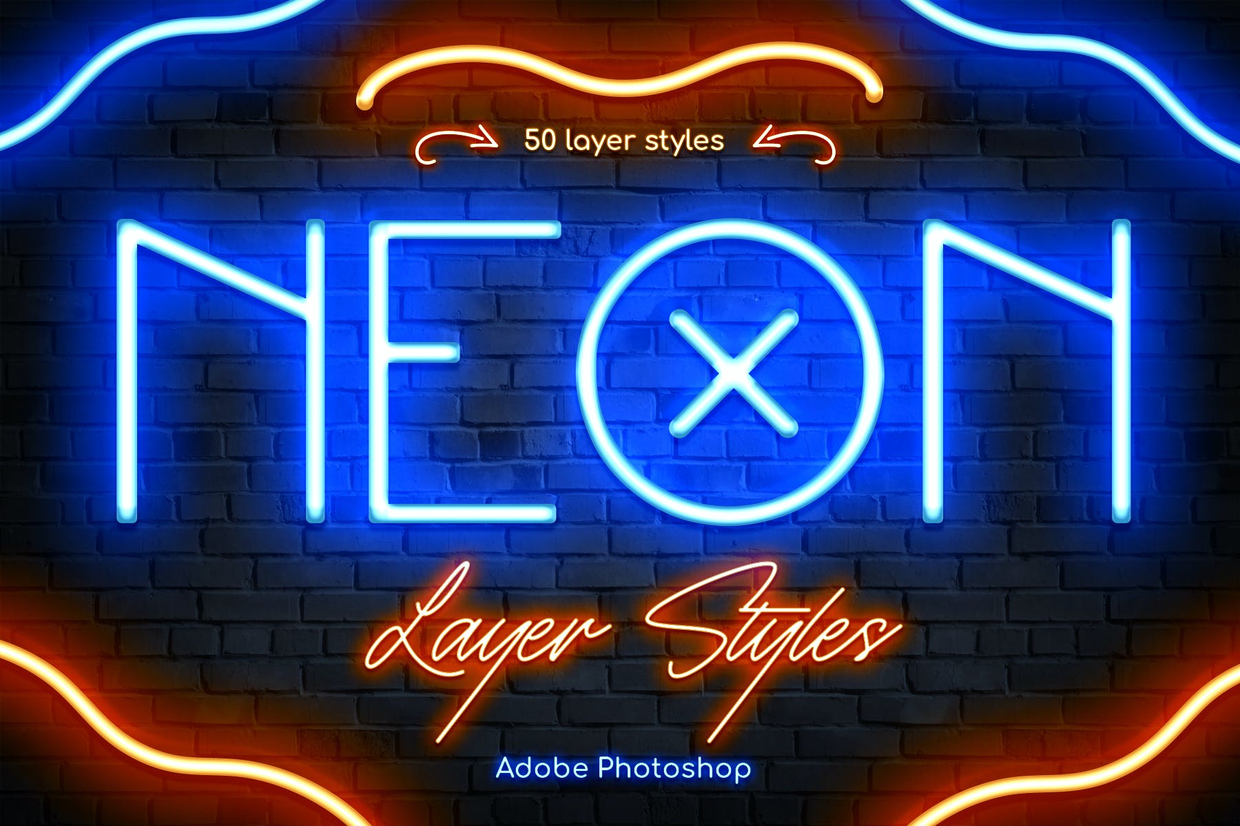发光霓虹灯Photoshop图层样式 Neon Photoshop Layer Styles 图片素材 sucaiwan.com