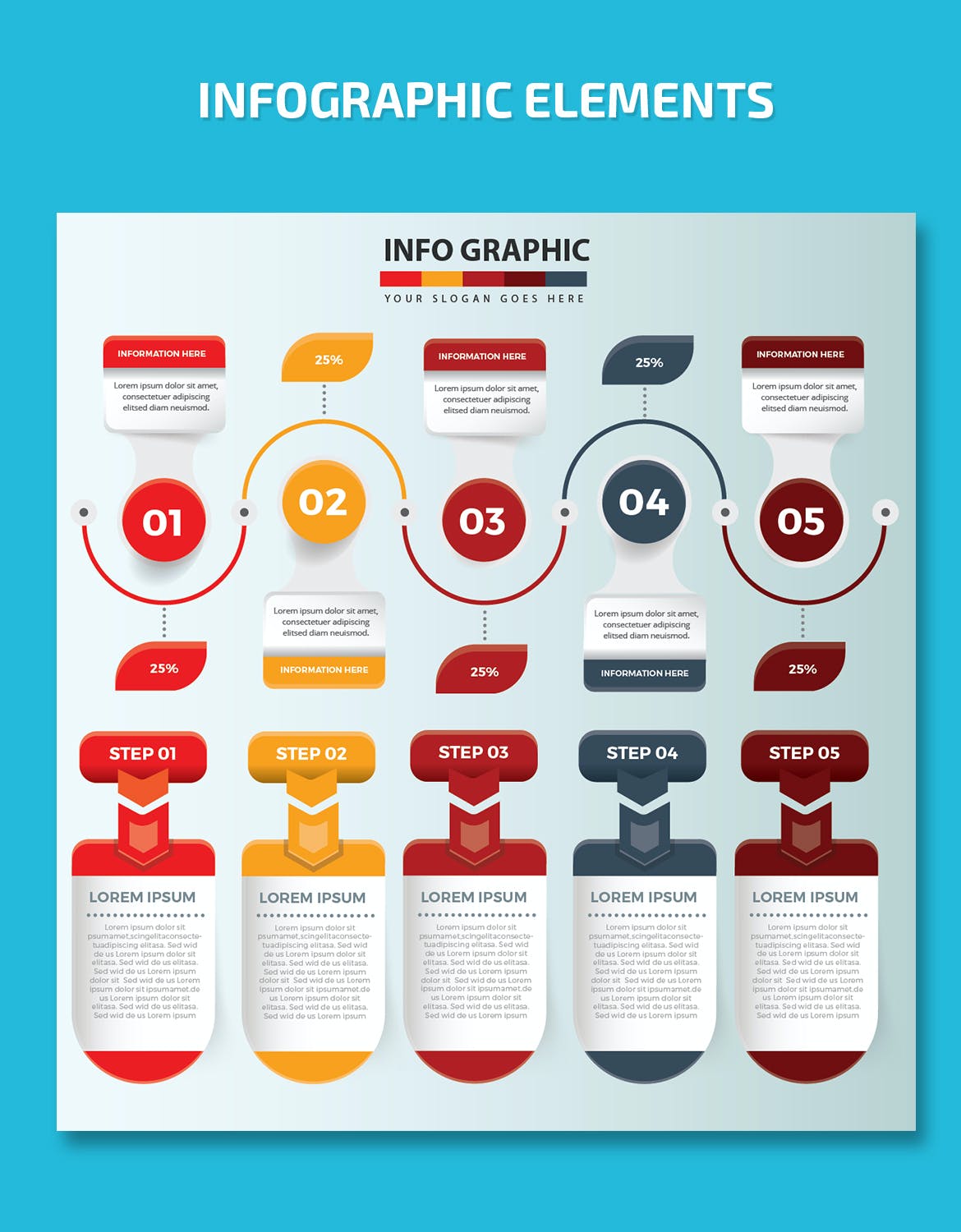 步骤流程数据图表元素设计素材 Infographic Design 幻灯图表 sucaiwan.com
