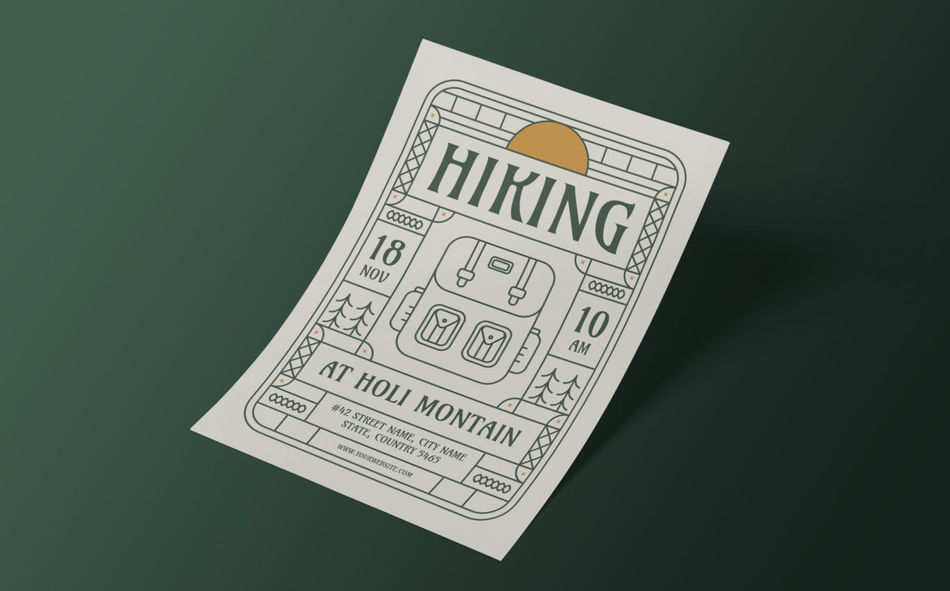 徒步旅行传单模板下载 Hiking Flyer Template 设计素材 sucaiwan.com