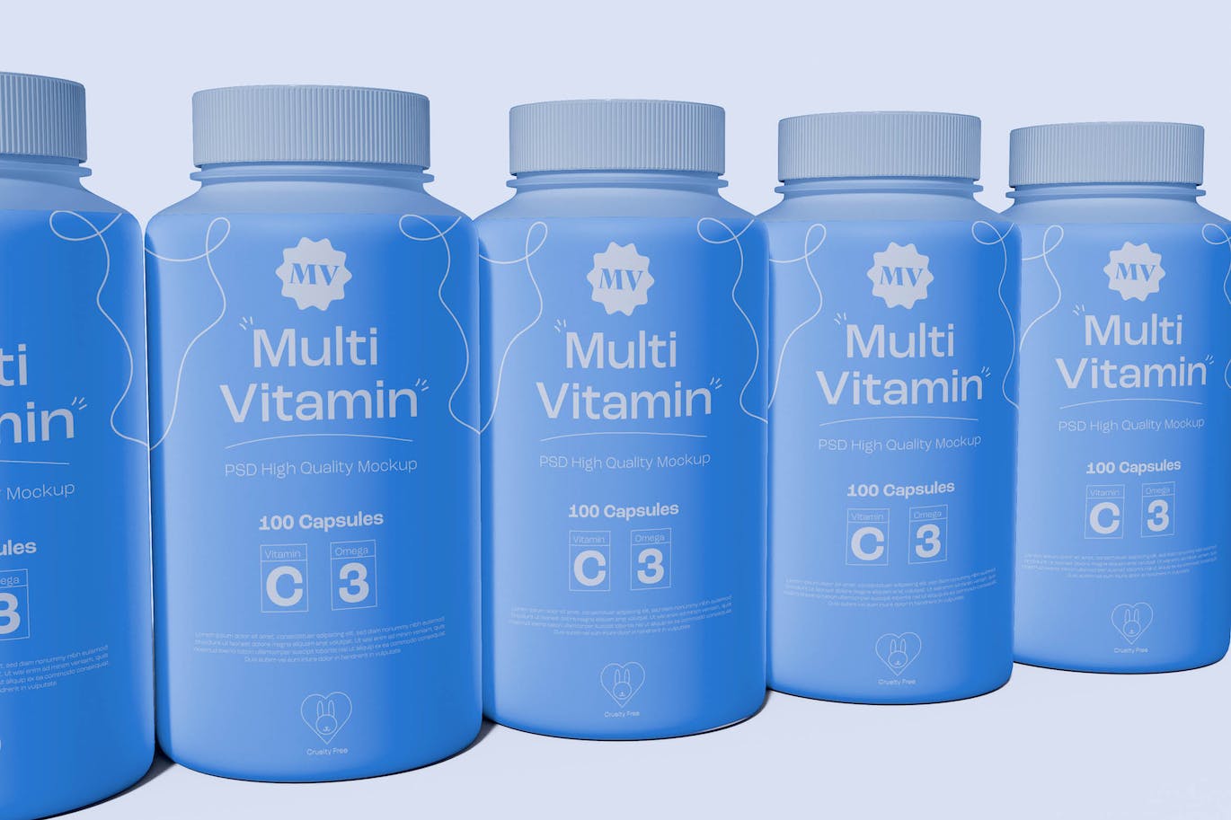 排列视图药品瓶包装展示样机 Pills Bottles Mockup 样机素材 sucaiwan.com