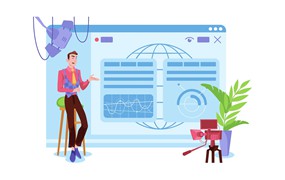 商人演示文稿直播场景插画 Businessman Presentation Live Streaming