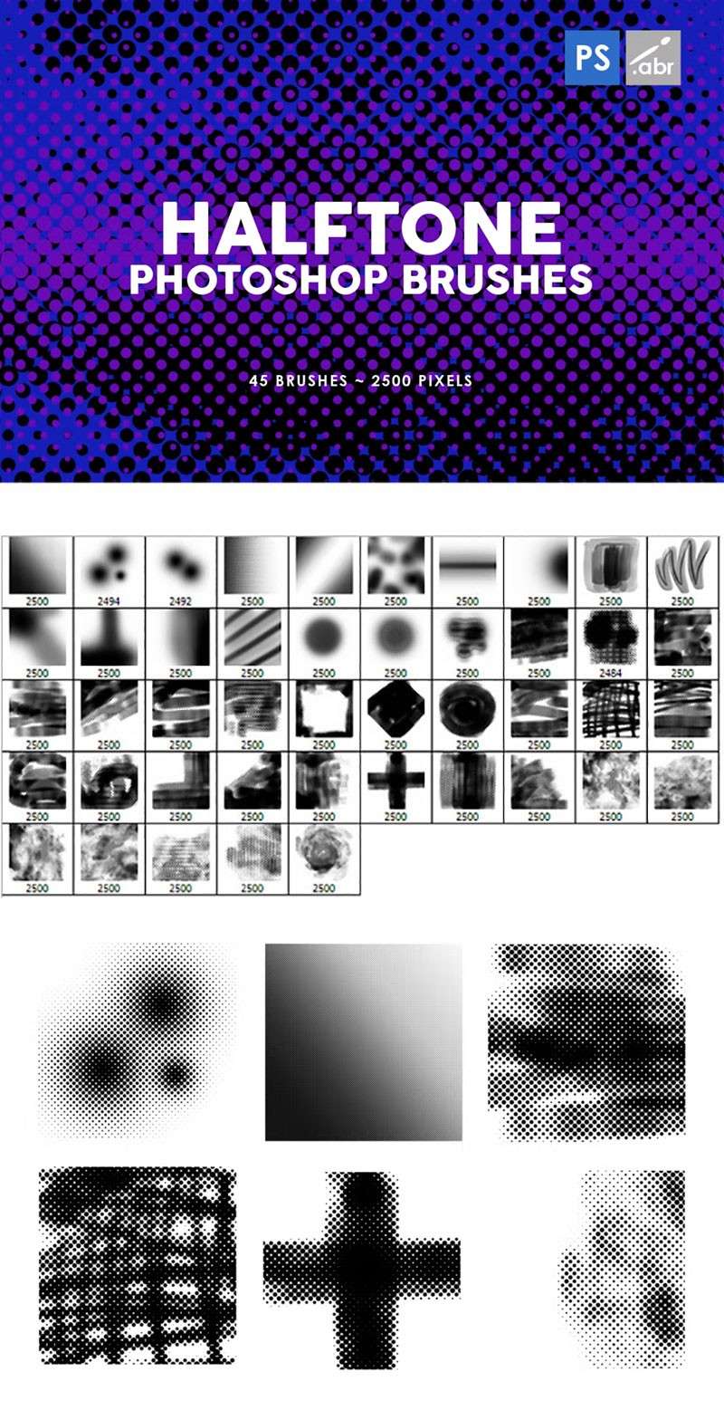 105个半色调纹理图案PS笔刷 笔刷资源 sucaiwan.com