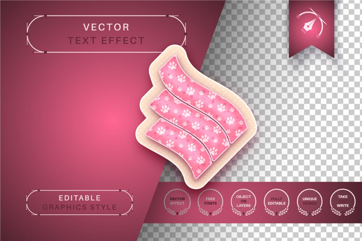 3D小猫脚印可编辑的文字效果 3D Kitty – Editable Text Effect, Font Style 插件预设 sucaiwan.com