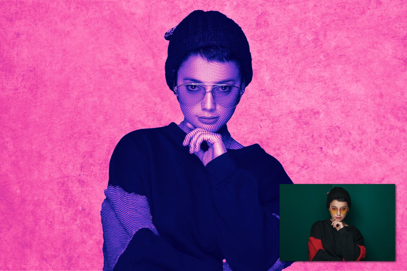 雕刻波浪特效照片效果PS动作 Engraving Waves Photoshop Action 插件预设 sucaiwan.com