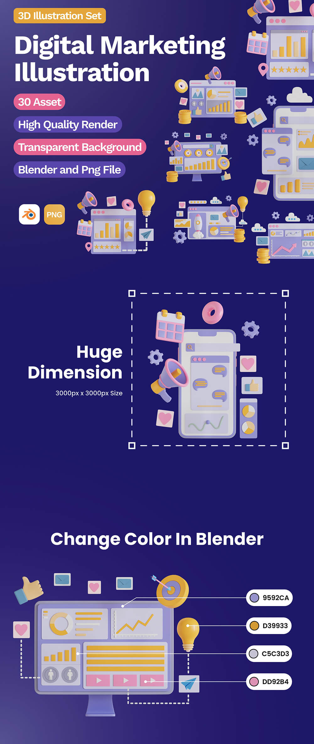 3D数字营销插画 APP UI sucaiwan.com