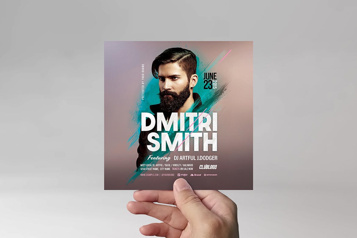 电音DJ派对传单设计 Electro DJ Party Flyer Template 设计素材 sucaiwan.com