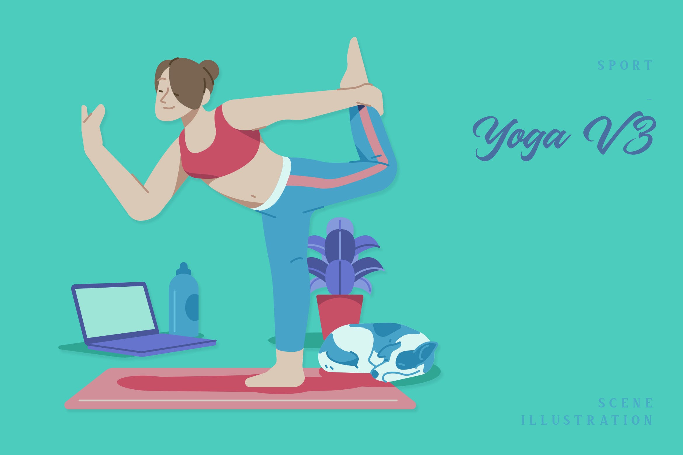 瑜伽运动场景插画v3 Sport – Yoga V3 Scene Illustration 图片素材 sucaiwan.com