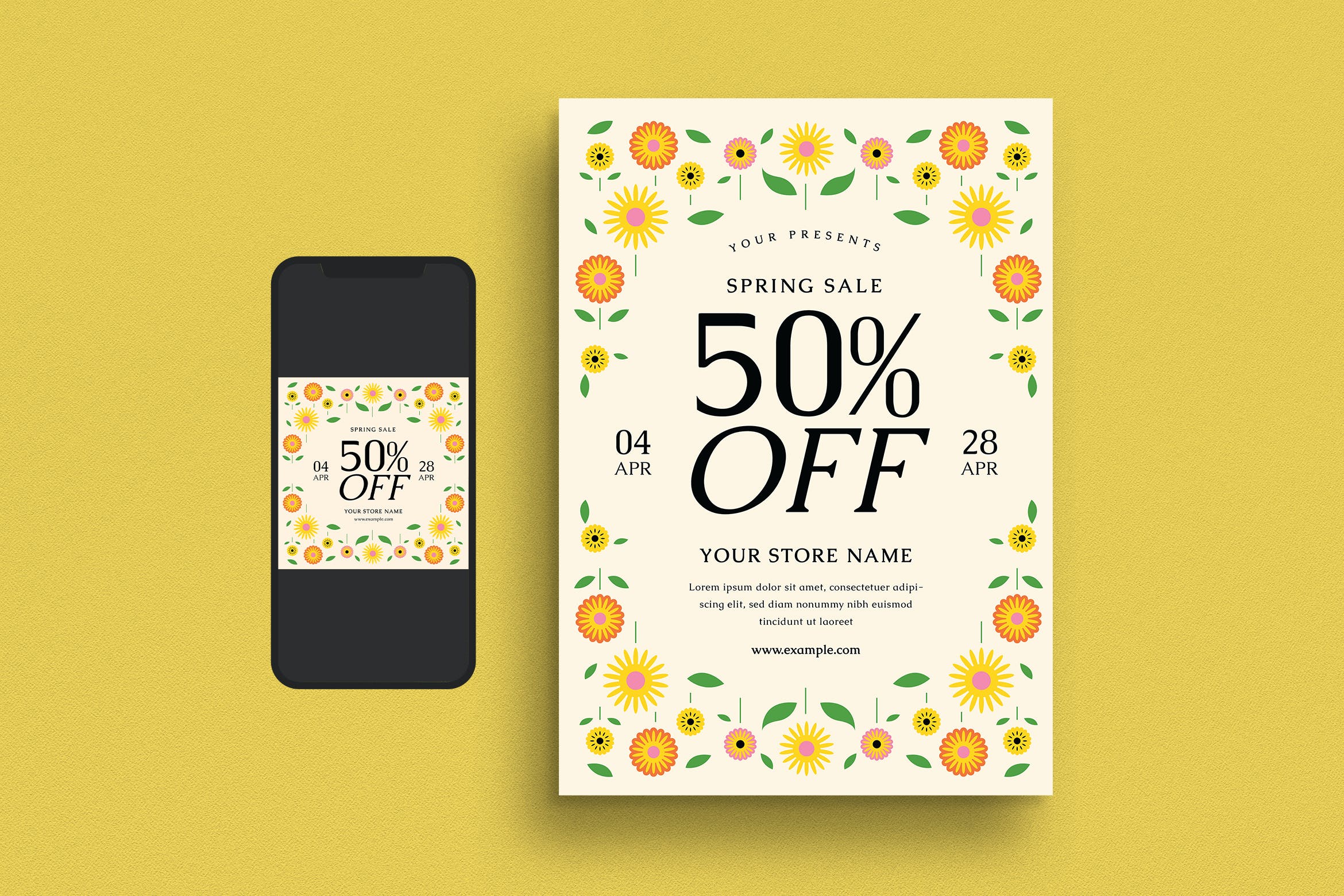 春季促销活动传单模板 Spring Sale Event Flyer Set 设计素材 sucaiwan.com