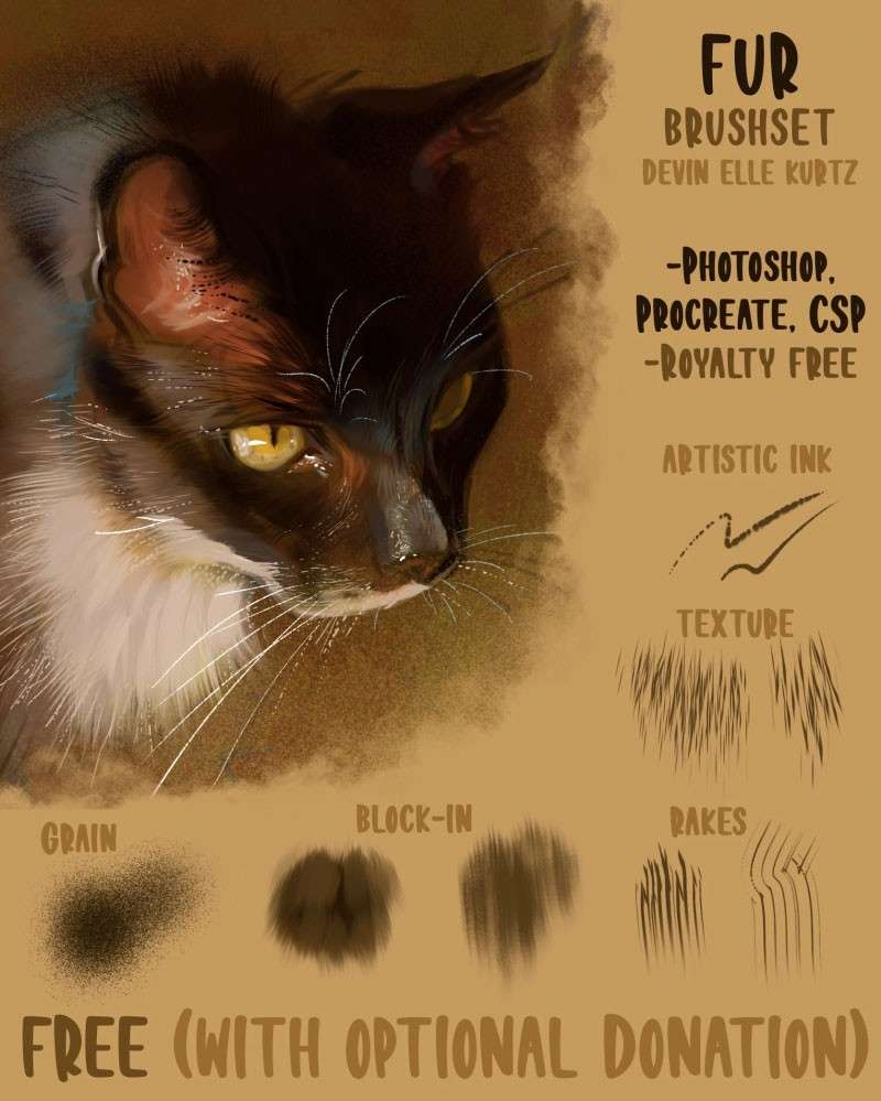 15个动物毛皮纹理PS和Procreate笔刷 笔刷资源 sucaiwan.com