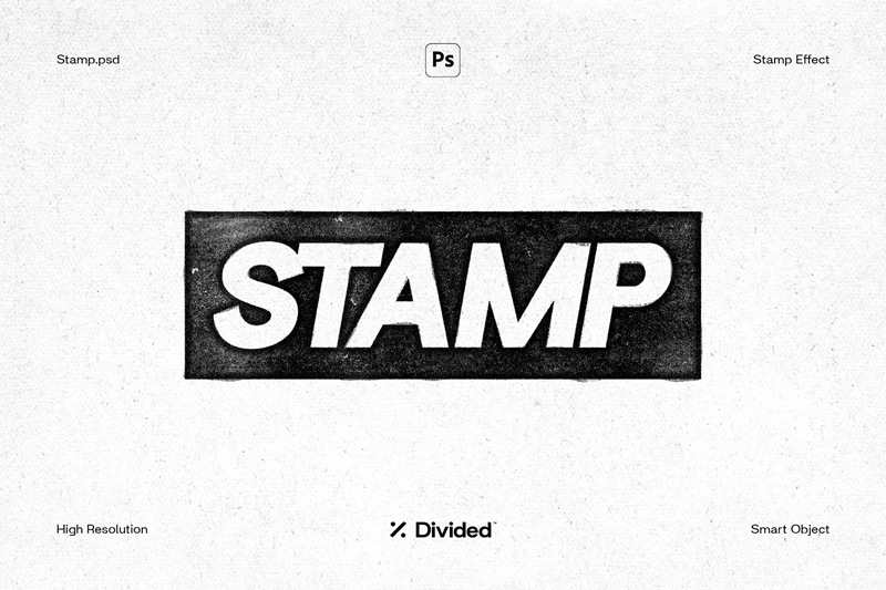 复古仿旧做旧艺术噪点颗粒印章效果PSD一键生成模板素材logo样机 Divided.Co – Stamp 插件预设 sucaiwan.com