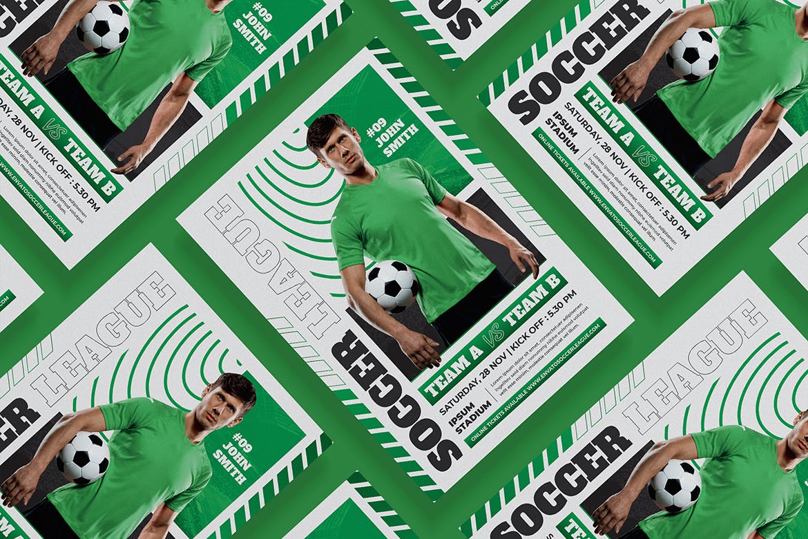 足球锦标赛海报设计 Soccer Tournament Flyer 设计素材 sucaiwan.com