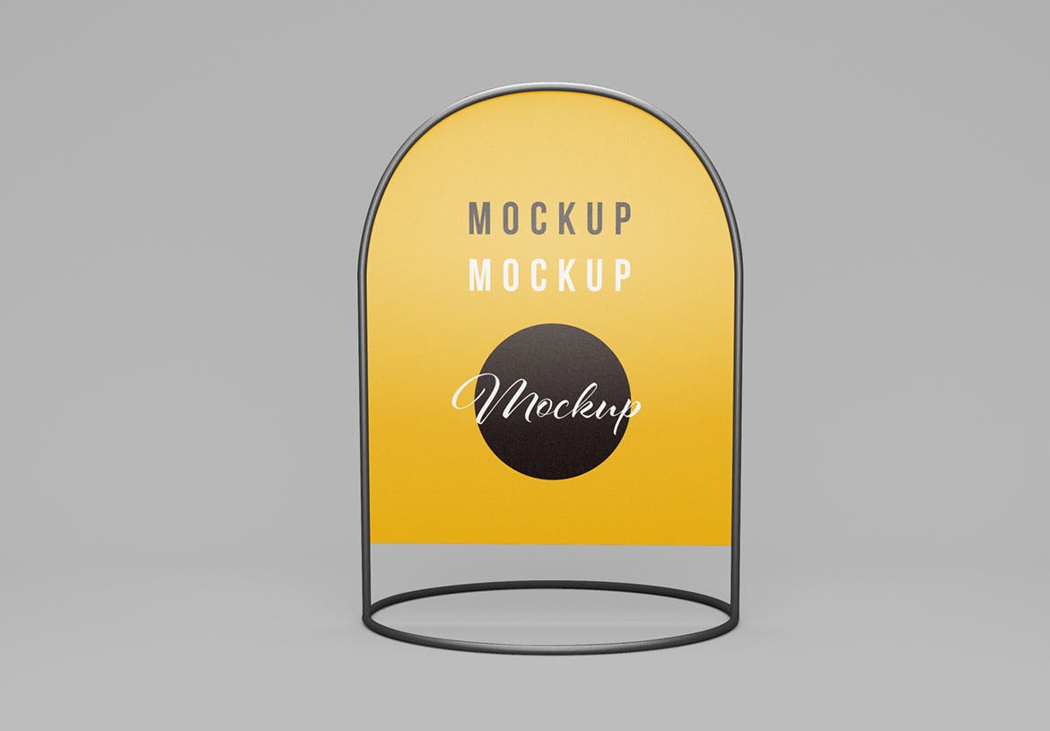 圆形A型支架板广告展示样机 Rounded A-Stand Board Set Mockup 样机素材 sucaiwan.com
