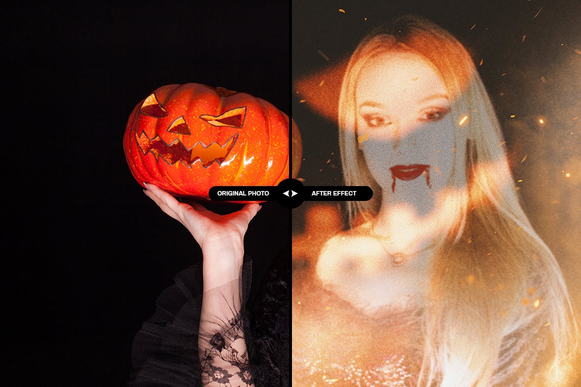 恐怖夜景倒影照片效果ps图层样式 Horror Night Reflection photo effect 插件预设 sucaiwan.com