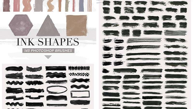 487个墨水形状和笔触图案PS笔刷套装 笔刷资源 sucaiwan.com