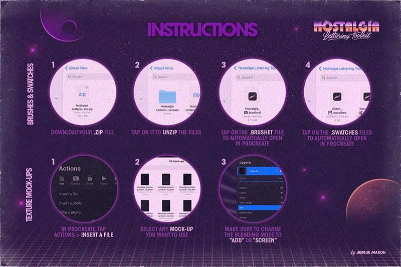 80年代复古游戏字体设计Procreate笔刷套装 笔刷资源 sucaiwan.com