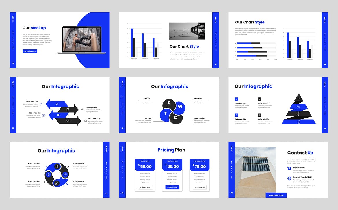 创意机构Powerpoint模板下载 SLIMA – Creative Agency Powerpoint Template 幻灯图表 sucaiwan.com