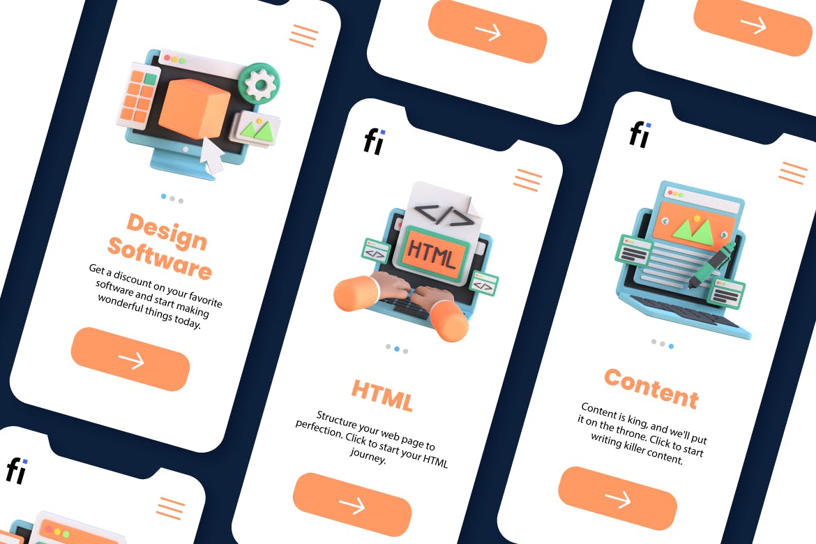3D网页设计图标 3D Web Design Icons 图标素材 sucaiwan.com