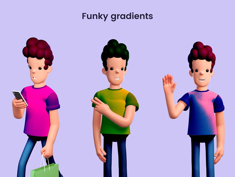 10个有趣可爱独特姿势3D角色套件 3D character with 10 poses 图标素材 sucaiwan.com