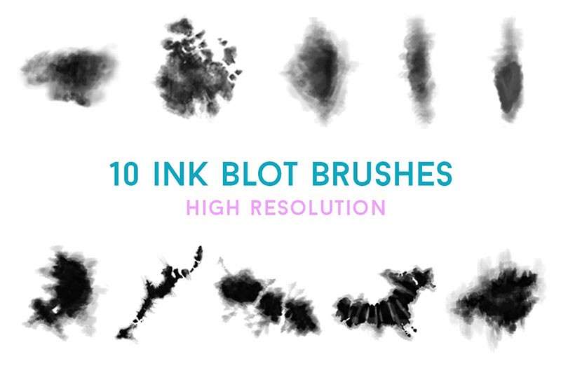 10个水墨扎染图案PS笔刷 笔刷资源 sucaiwan.com