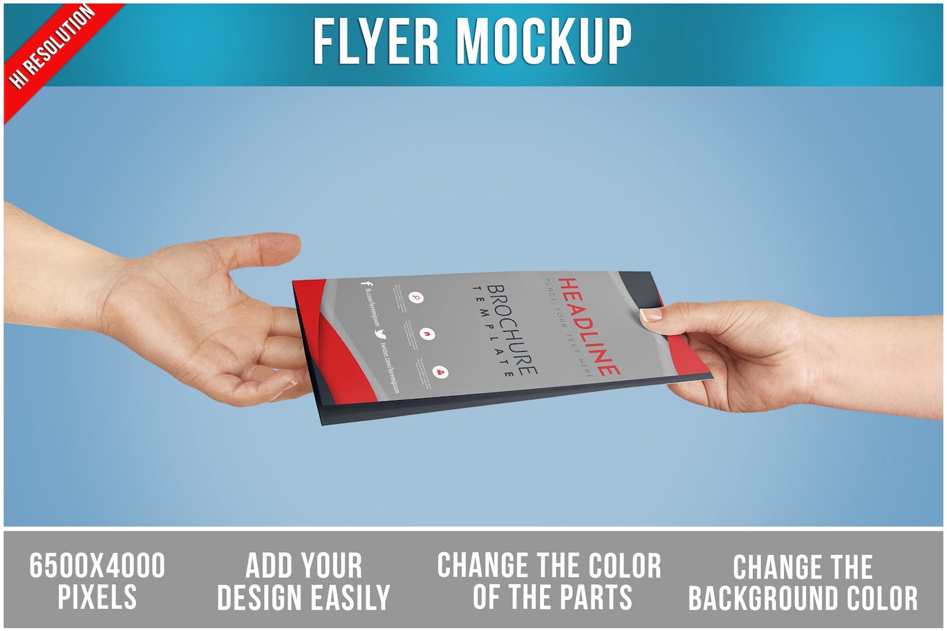 折页手册设计效果图样机模板 Brochure in Hand Mockup PSD 样机素材 sucaiwan.com