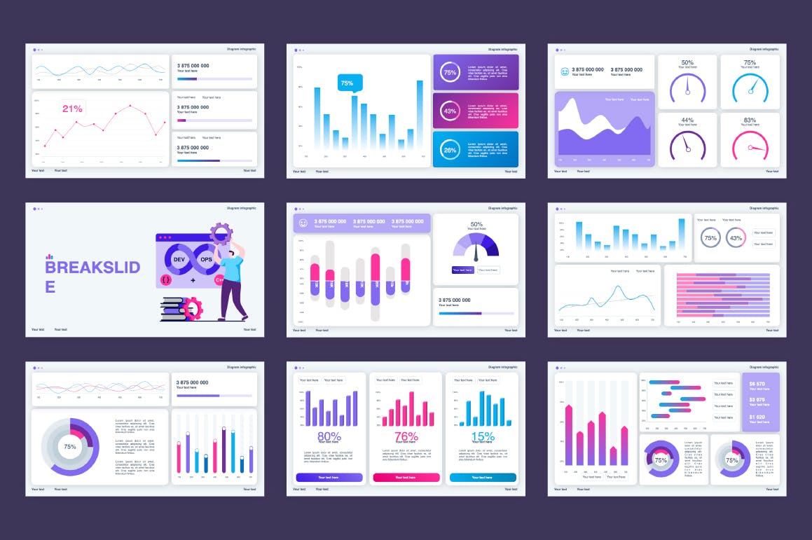 KPI仪表盘图表Powerpoint模板下载 KPI Dashboard PowerPoint Template 幻灯图表 sucaiwan.com