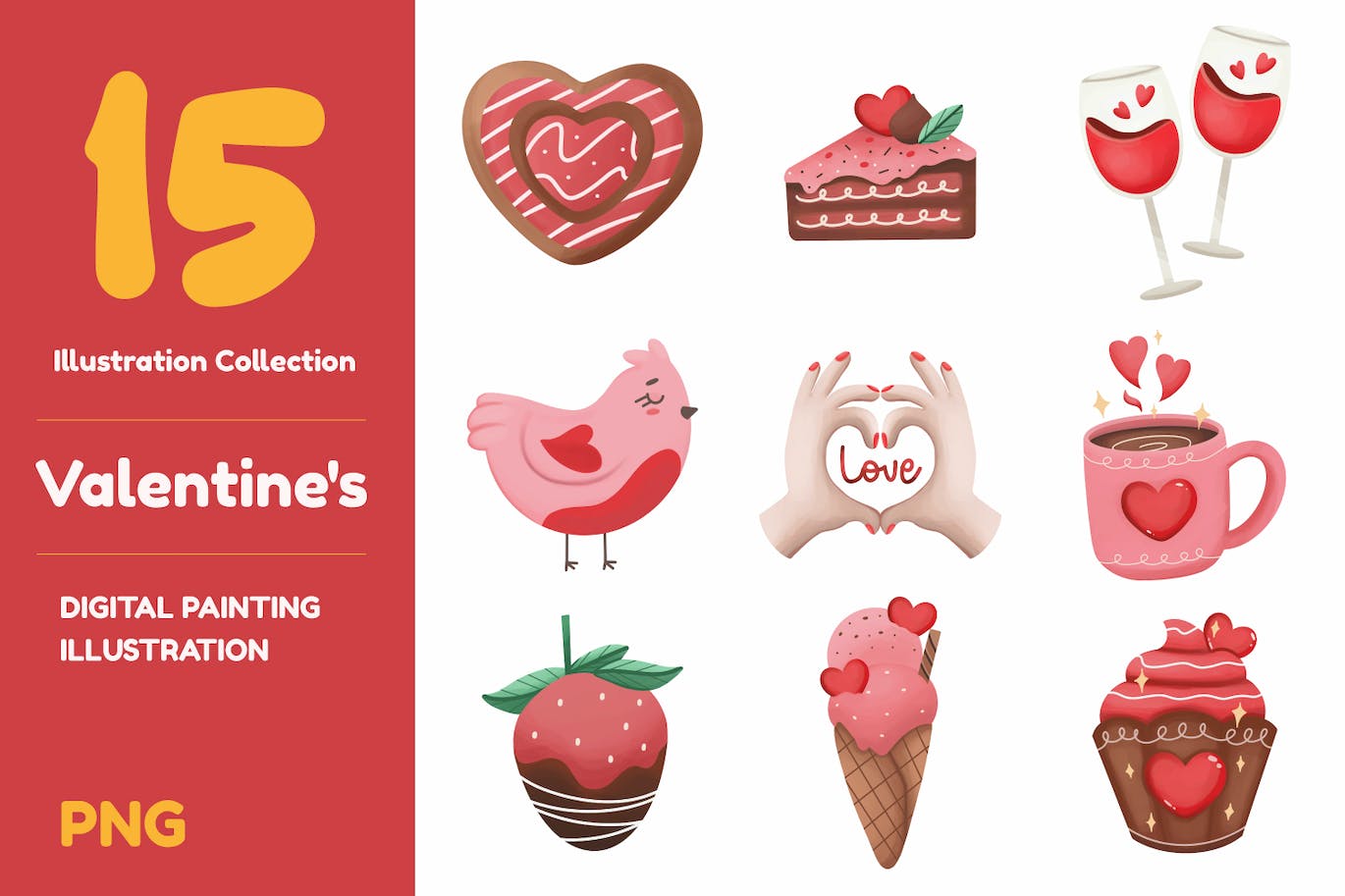情人节食品元素插画 Valentine’s Day Illustrations 图片素材 sucaiwan.com