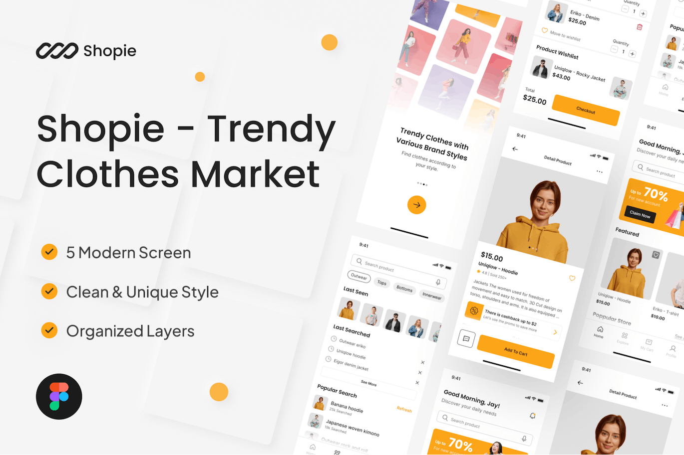 服装电子商务移动应用 UI 套件 Shopie – E-Commerce Mobile App UI Kit APP UI sucaiwan.com
