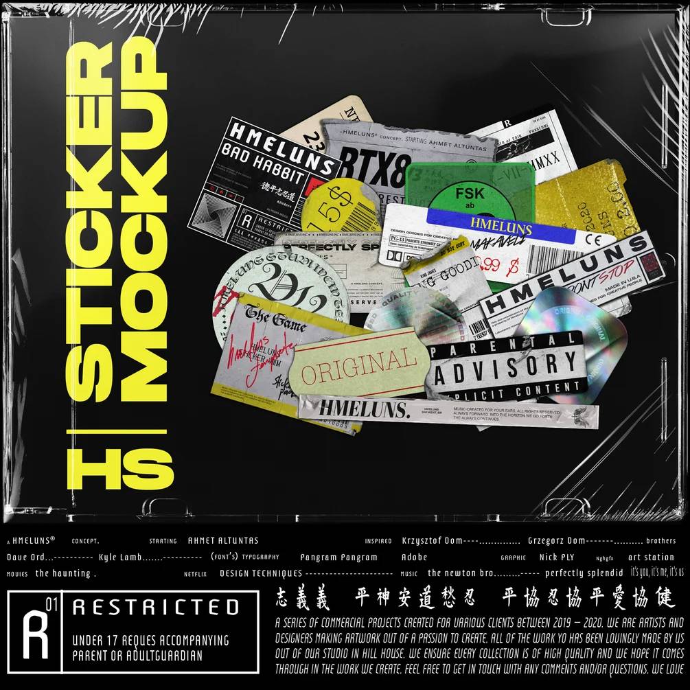 复古潮流高品质贴纸不干胶条形码标签素材包 Hmeluns – Sticker Pack 2.0 样机素材 sucaiwan.com