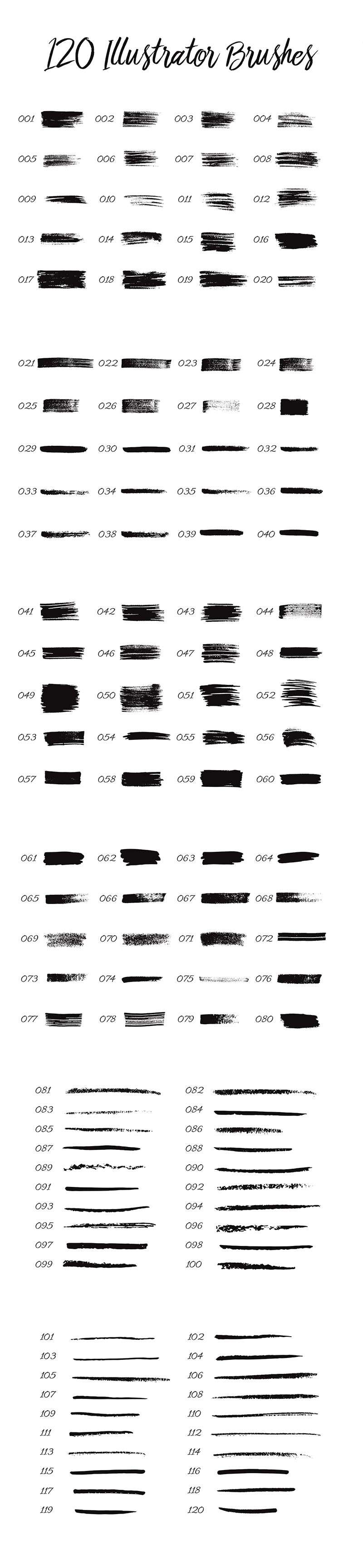 120个Illustrator油漆和木炭纹理笔刷套装 笔刷资源 sucaiwan.com