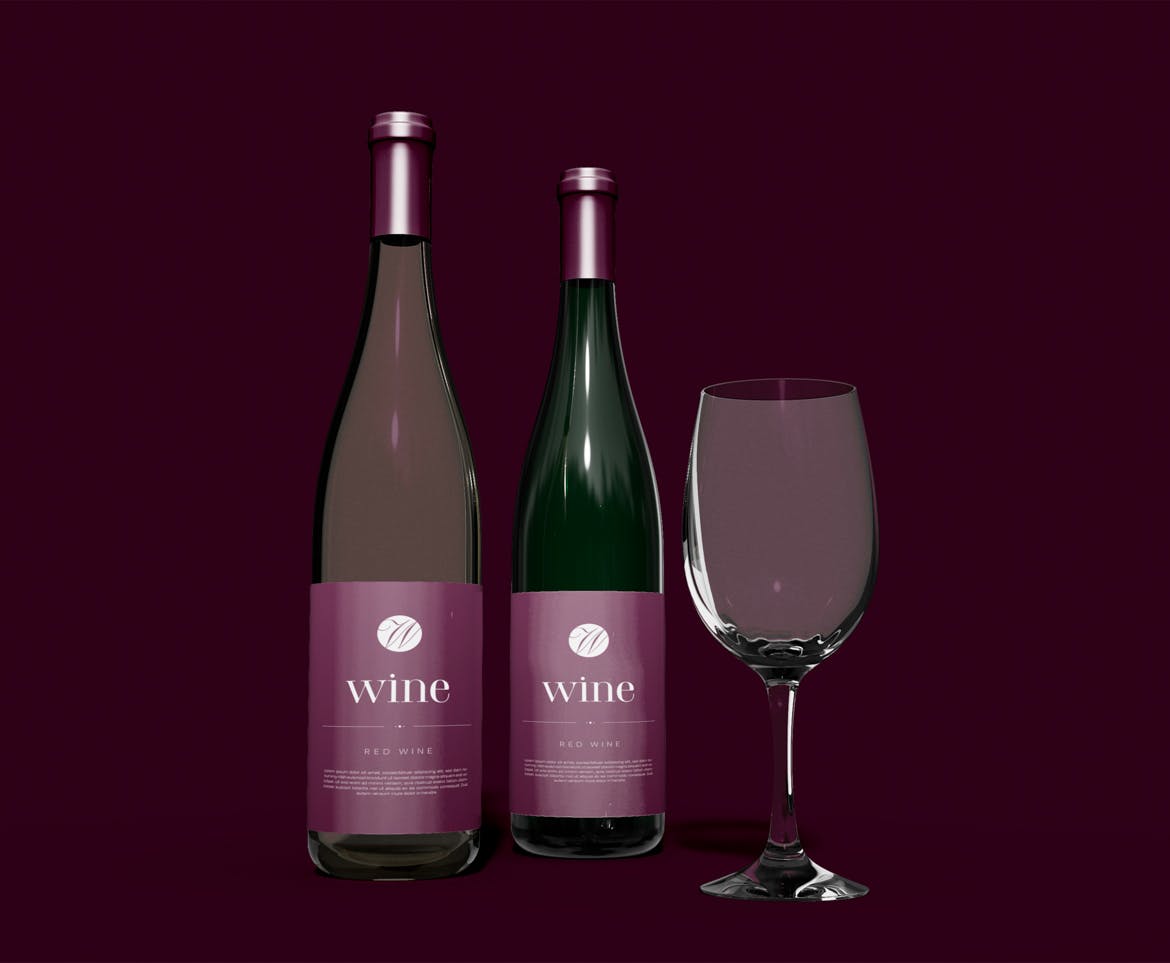 红酒葡萄酒瓶品牌设计样机 Red Wine Mockup 样机素材 sucaiwan.com
