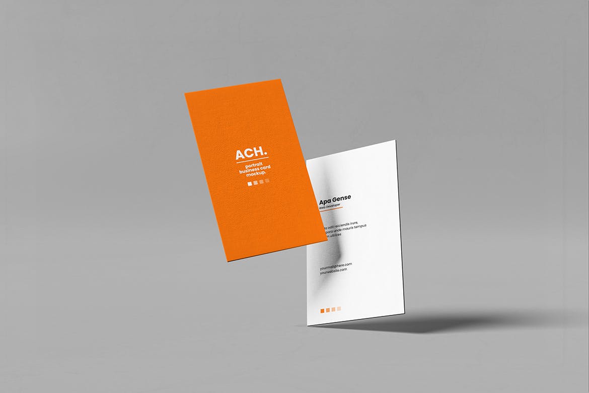 简约的竖版名片设计样机 Clean Portrait Business Card Mockup 样机素材 sucaiwan.com