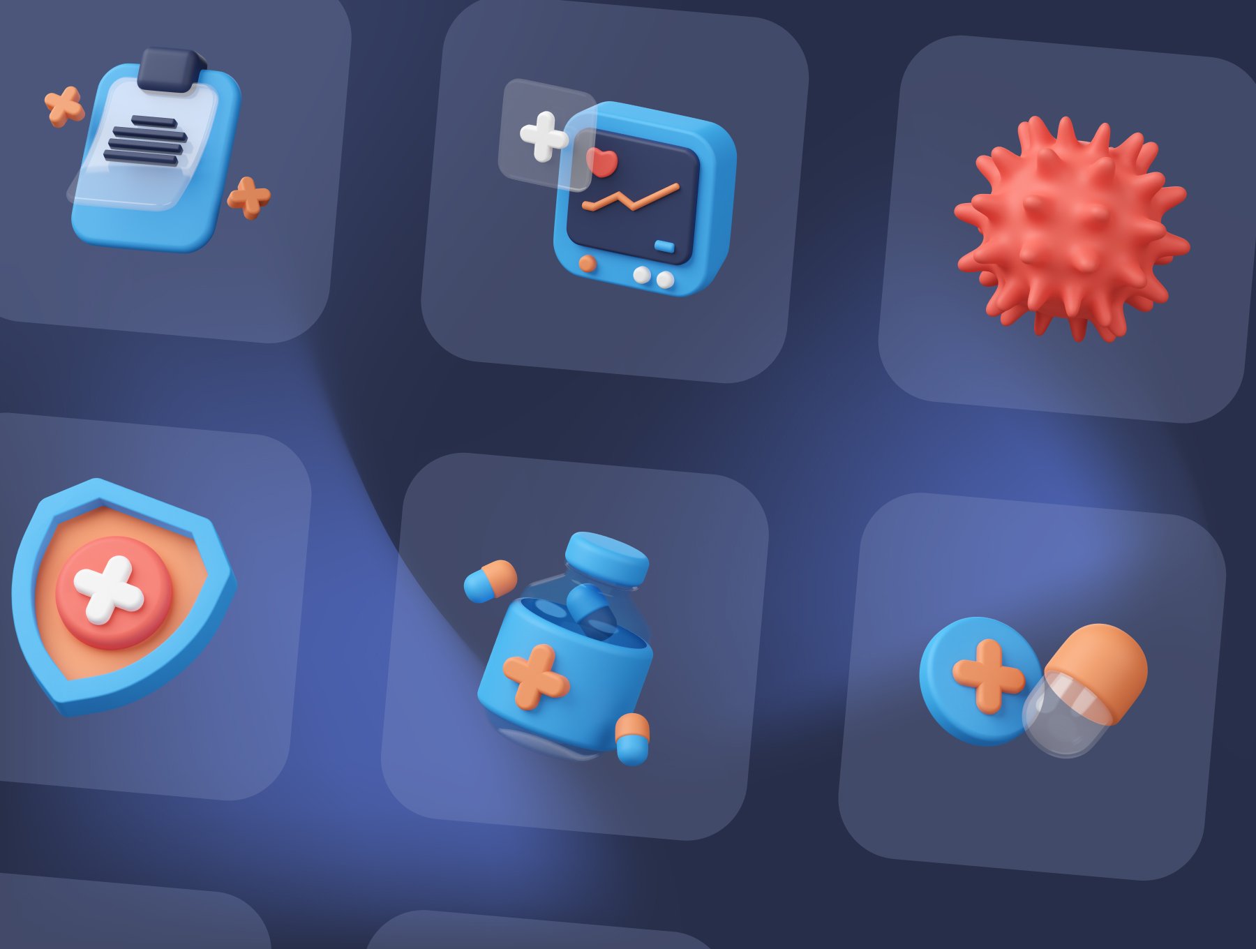 医院诊所机构药店药物药箱医疗主题3D插画图标素材合辑 Medical 3D Illustration set 图标素材 sucaiwan.com