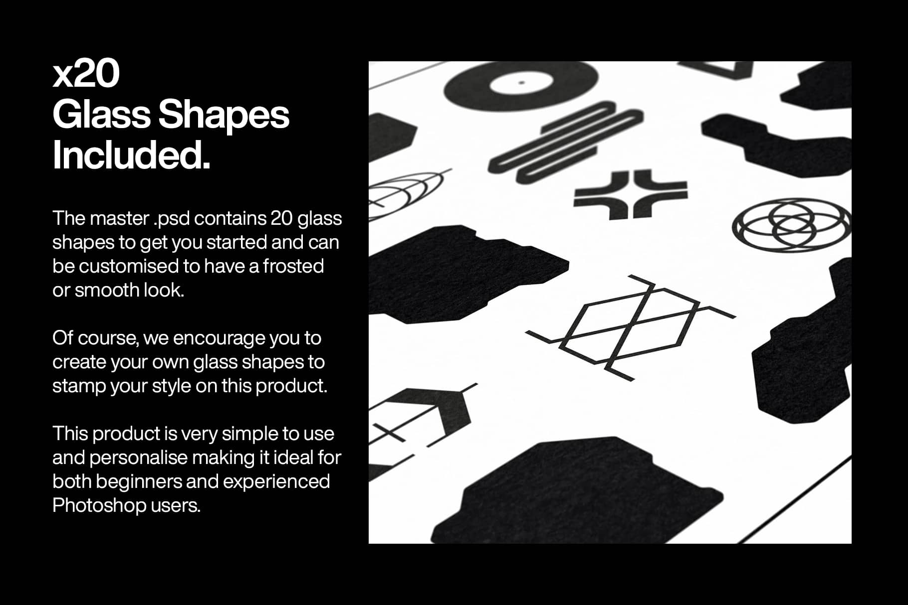20种潮流玻璃形状磨砂自定义PSD图形包 Glass Shapes 图片素材 sucaiwan.com