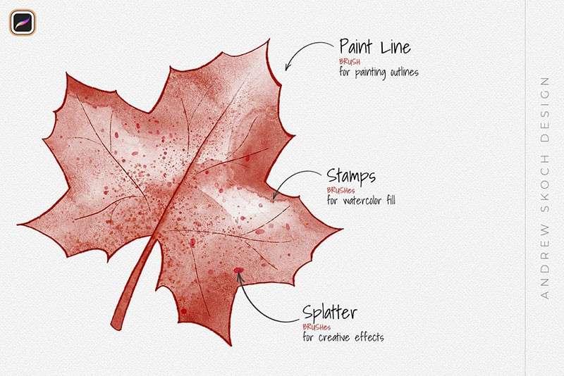 22个水彩艺术Procreate笔刷 笔刷资源 sucaiwan.com