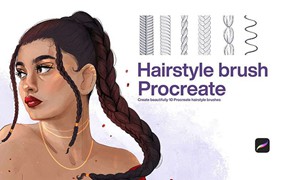 10个马尾发型Procreate线稿笔刷