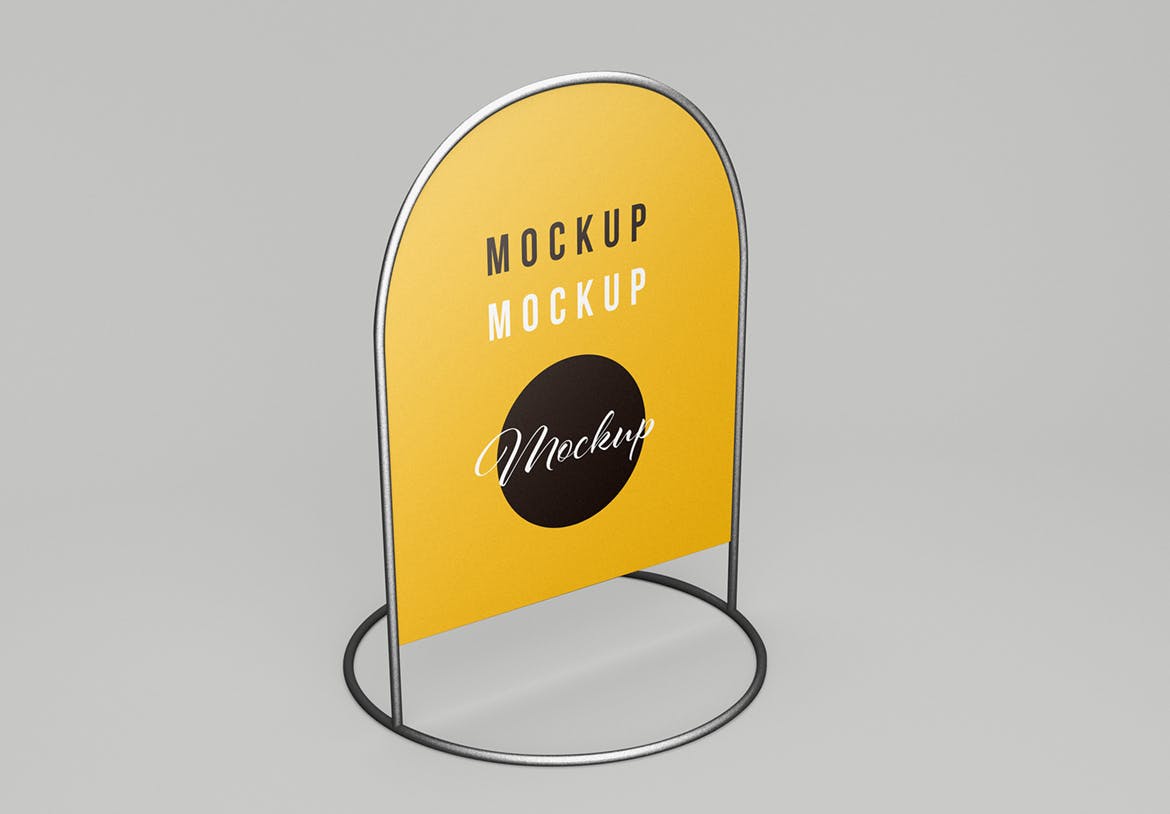 圆形A型支架板广告展示样机 Rounded A-Stand Board Set Mockup 样机素材 sucaiwan.com
