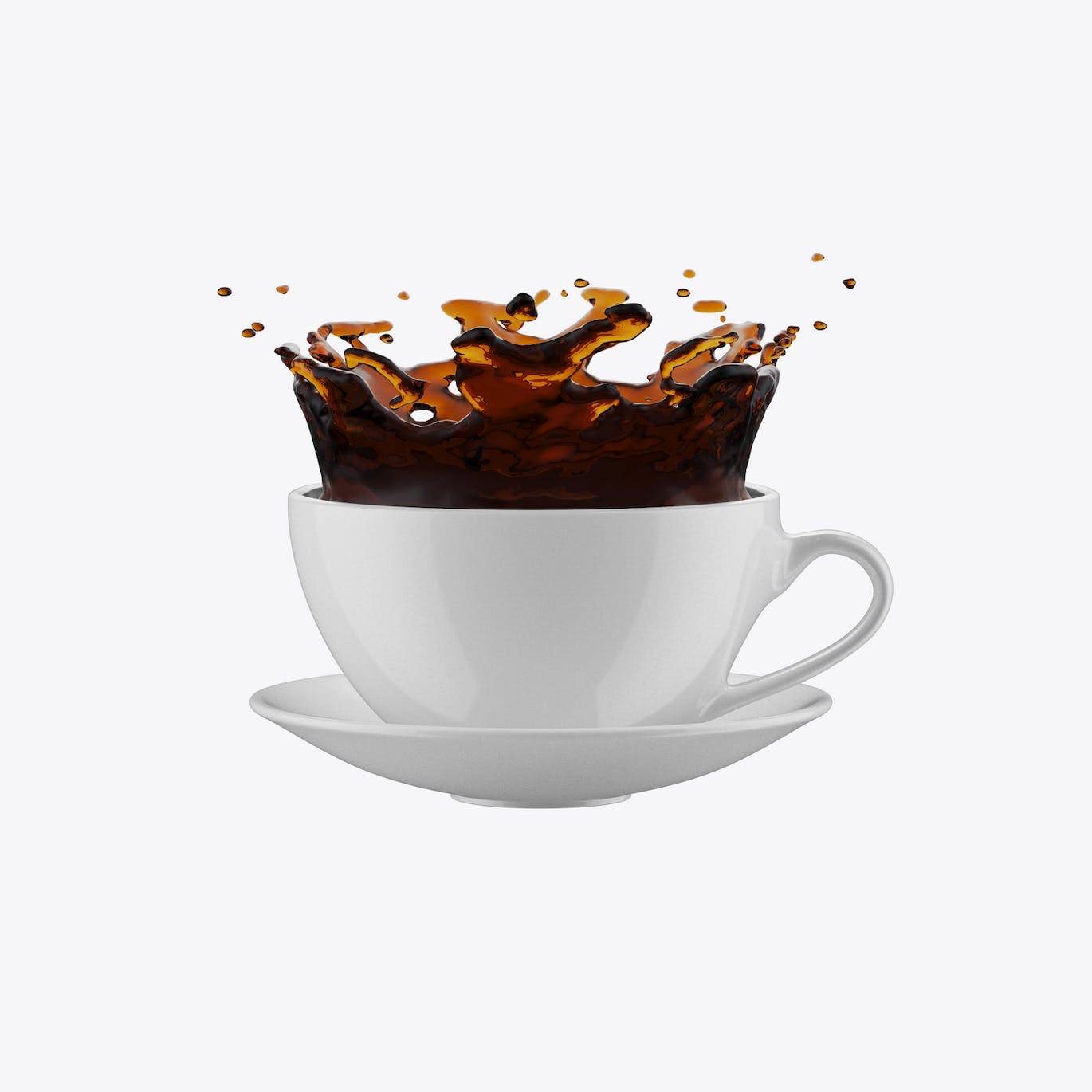 托盘咖啡杯品牌设计样机 Colorfull Coffee Cup with Splash Mockup 样机素材 sucaiwan.com