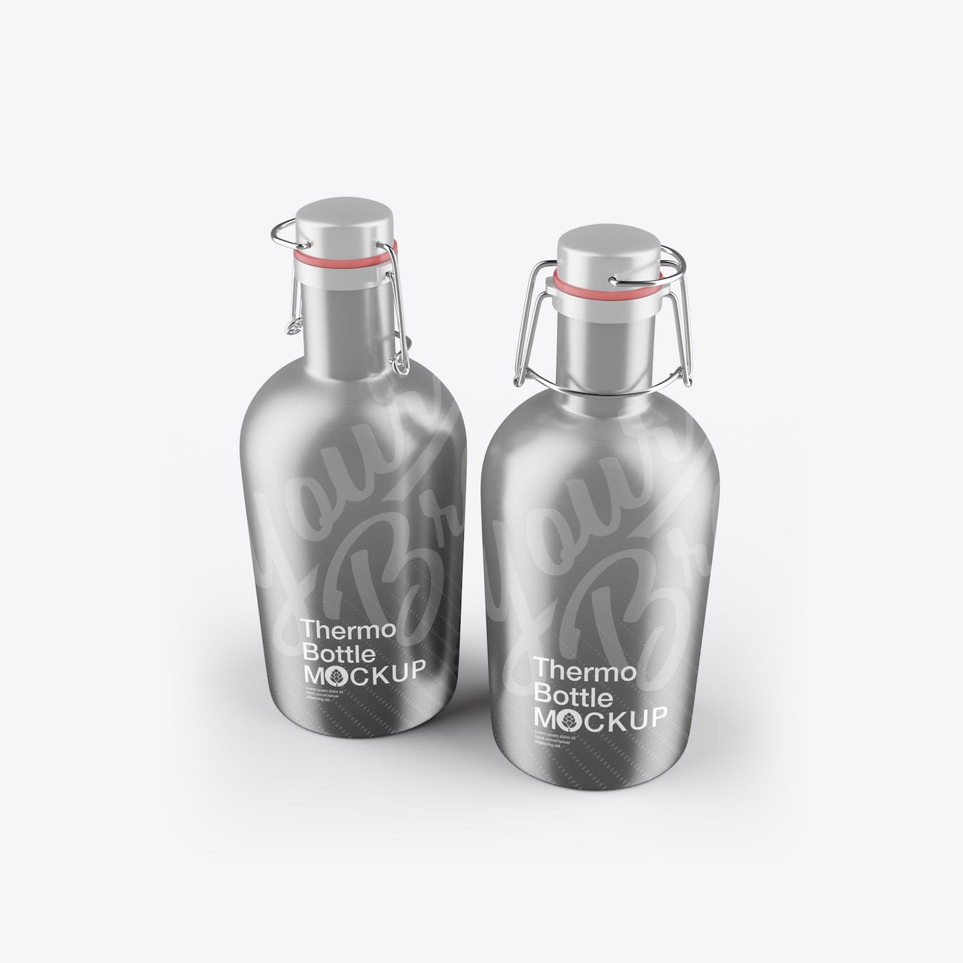 金属保温瓶外观设计样机 Metallic Thermo Bottle Mockup 样机素材 sucaiwan.com