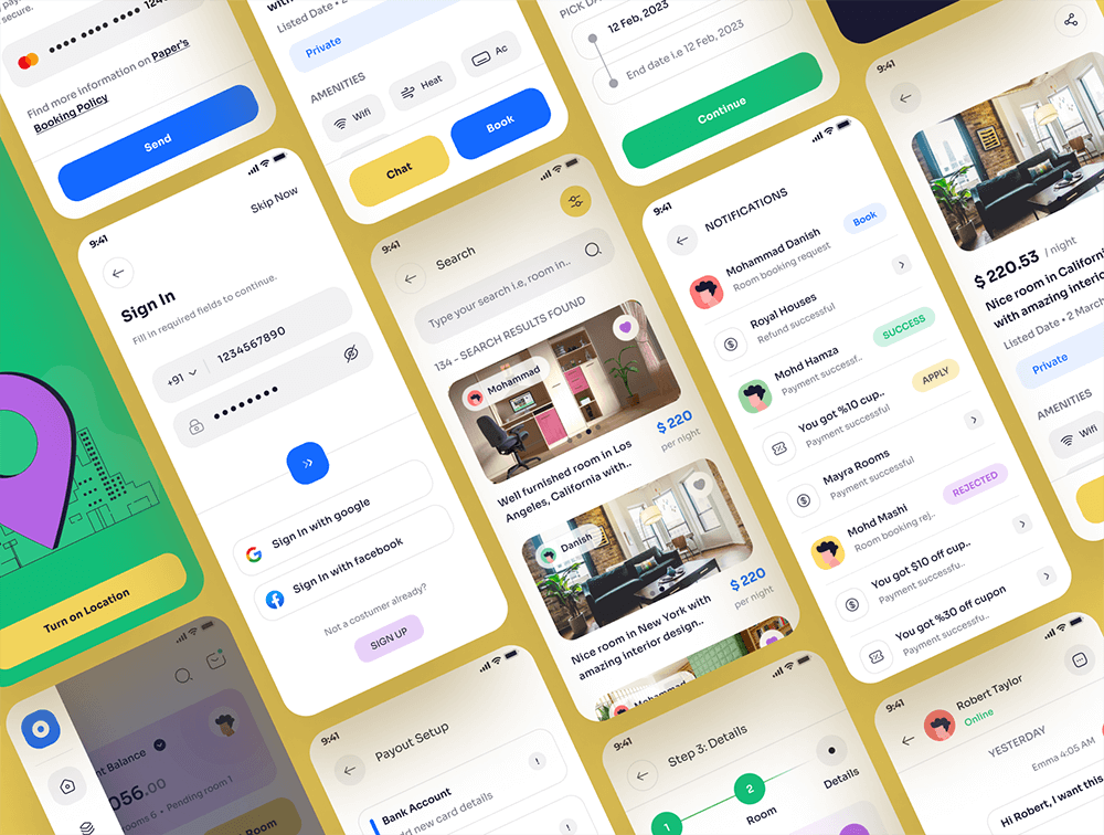 房间预订App应用程序UI套件 APP UI sucaiwan.com
